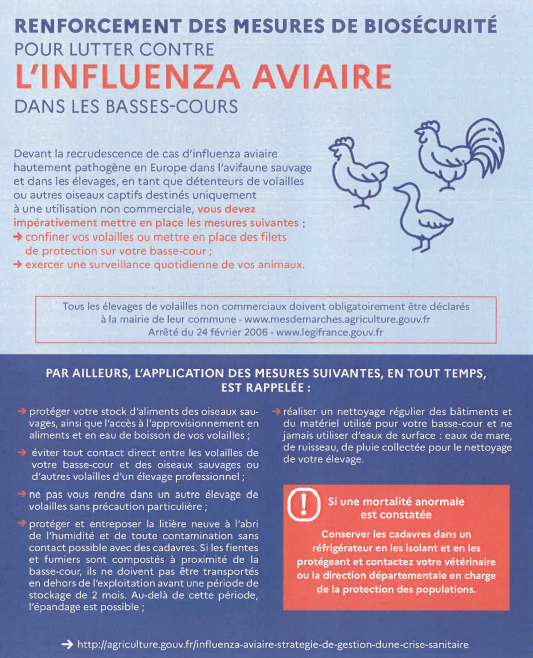 Renforcement des mesures de biosécurité pour lutter contre linfluenza